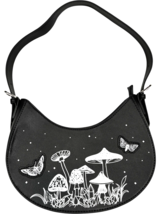 Cosmic Aura Mushroom Butterfly Polyurethane Black &amp; White Shoulder Bag NWOT - $443.79 MXN