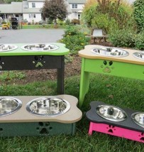 15&quot; Large Elevated Dog Food Water Station Custom Colors Combos Amish Made In Usa - £107.86 GBP