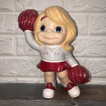 Vtg 1990’s Unlv Cheerleader Girl Statue Red White Atlantic Mold Ceramic 10” - £33.44 GBP