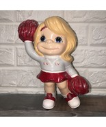 Vtg 1990’s UNLV CHEERLEADER GIRL STATUE RED WHITE Atlantic Mold Ceramic 10” - £33.71 GBP