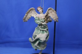 Angel Playing the Harp in Green Dress made of Resin Hanging Decoration - £8.51 GBP