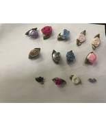 144 pcs Mini / large Satin  Rose Ribbon Flower green leaf  DIY Wedding B... - $7.99