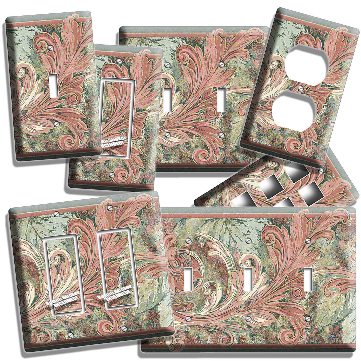 ACANTHUS LEAF VICTORIAN RUSTIC PATTERN LIGHT SWITCH OUTLET PLATES BEDROOM DECOR