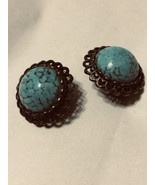 vintage sterling silver earrings With Turquoise. - $1,954.92 MXN