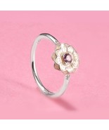 925 Sterling Silver Blooming Dahlia Ring with Pink Zirconia For Women - £14.46 GBP