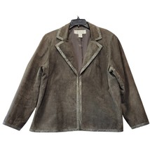Elana By Tanner Women Suede Jacket Size 2 Brown Preppy Leather Scaly Long Sleeve - $24.30
