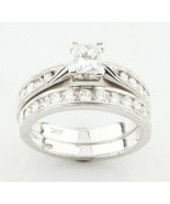 Platinum Women&#39;s 0.56 Ct Princess Cut Wedding Set with Round Accent Ston... - $4,939.76