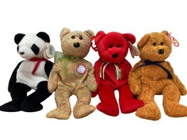 y Beanie Baby Babies Bears Osito Fortune Speckles and Fuzz Hang Tags Lot of  4 - £13.15 GBP