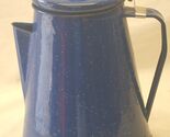 Enamelware Cowboy Coffee Pot Blue Speckled Graniteware Camp Fire Tool - $19.99