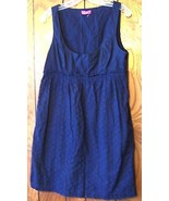 BCBG Navy Blue Eyelet Textured Jumper Dress Size Medium - £21.57 GBP