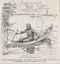 1928 Magazine Picture Man in Canoe Fishing by Artist Hy Sumner Watson - £9.04 GBP