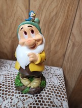 Disney Snow White Dwarf BASHFUL Garden Gnome Figurine  8&quot; Bird  New - $43.66 CAD