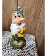 Disney Snow White Dwarf BASHFUL Garden Gnome Figurine  8&quot; Bird  New - $43.66 CAD