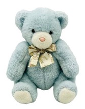 Carters Vintage Blue Bear Plush Rattle Bunny Ribbon Pink Nose White Paws Baby - £41.65 GBP
