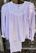 MISS ELAINE Pajama Set Large Lavender Purple Lilac Shirt &amp; Pants Nylon F... - $29.40