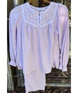 MISS ELAINE Pajama Set Large Lavender Purple Lilac Shirt &amp; Pants Nylon F... - $541.79 MXN