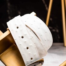 Marco Di Milano genuine exotic & ostrich Domenico Belt White image 5