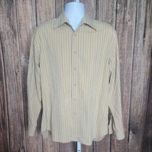 Island Soft Tommy Bahama Button Up Collared Shirt ~ Sz L ~ Yellow &amp; Beige - £29.86 GBP