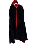 Underwraps Hooded Cloak Unisex Black Red Satin Lined Costume - $69.29