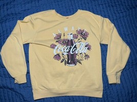 Vintage Always Coca Cola Coke Sweatshirt Flowers Yellow Womens M Crewneck - $17.82