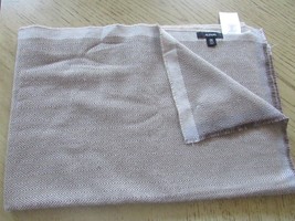 Alfani Tan Men&#39;s Scarf New Tags One Size Tan Herringbone Short Fringe Wide - $6.88