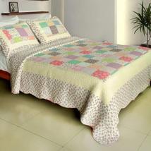 [Sunny Travel] Cotton 3PC Vermicelli-Quilted Printed Quilt Set (Full/Queen Size) - £69.05 GBP