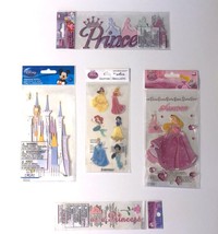 Disney Princess Stickers 5 Pack Lot Embellishments Ariel Aurora Cinderella Belle - £10.30 GBP