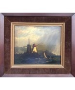 Dutch Antique Oil Painting Windmill Canvas Landscape Original 18 Century - £8,620.08 GBP