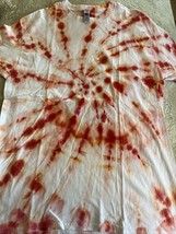 NEW Gildan Mens White Orange Red Spiral Ice Dye Tie Dye Short Sleeve Shi... - £13.70 GBP