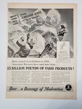 1939 Beer A Beverage Of Moderation Vintage Print Ad Barley Corn Hops Rice Grains - £12.18 GBP