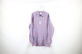 New Gap Mens Size XL Linen Blend Collared Long Sleeve Button Shirt Pink Plaid - £31.62 GBP