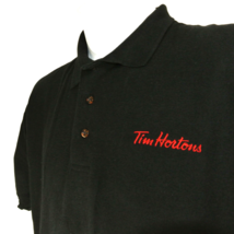 TIM HORTONS Employee Uniform Polo Shirt Black Size L Large NEW - $477.86 MXN