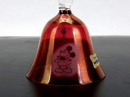 Cranberry Crystal Arts Glass Hand Bell, Vintage Mickey, Disney World Souvenir - £15.49 GBP