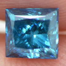 Princess Diamond Fancy Blue Color Loose SI1 Natural Enhanced Real 0.63 Carat - £415.58 GBP
