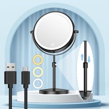 Gospire 8.5&quot; Lighted Makeup Mirror With Magnification, Adjustable, Black - £38.79 GBP