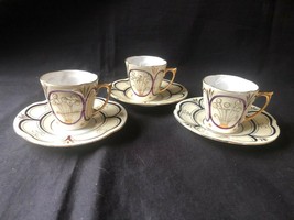 set of 3 french Jugendstil dollhouse cup and saucers 1:12 - £75.66 GBP