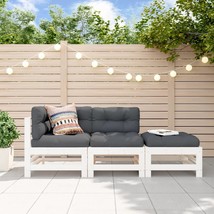 3 Piece Garden Lounge Set White Solid Wood Pine - £121.03 GBP
