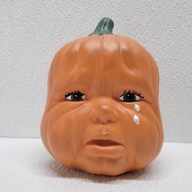 Vintage Hand Painted Ceramic Crying Baby Face Pumpkin Head Halloween 5” - $22.13