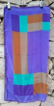 Silk Scarf Vintage Italy Geometric Women Large Square Shawl Used Unbranded - £9.89 GBP