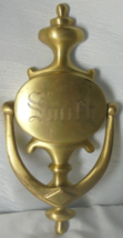 MCM Vintage Heavy Brass Door Knocker Engraved &quot;Smith&quot; For Salvage or Repurpose - £8.26 GBP