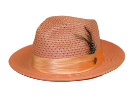 Men&#39;s Summer Spring Braid Straw Style Hat By Bruno Capelo Julian JU903 Peach - £43.24 GBP