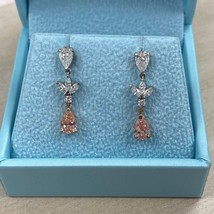 2.00 TCW Pear Lab Grown Diamond Bridal Dangle Earrings 14k White Rose Gold - $25,265.78 MXN