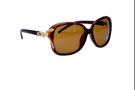 Sunglasses Women Brown Gold Snake Frame Oversize UV400 Polycarbonate Brown Lens - £12.03 GBP