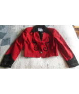 Vintage West of Santa Fe Studded Pigsplit Red &amp; Black Leather Jacket Size L - $240.36 CAD