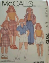 7015 Vintage McCalls Sewing Pattern Girls 1980s Shirt T Shirt Skirt Pant... - $7.25