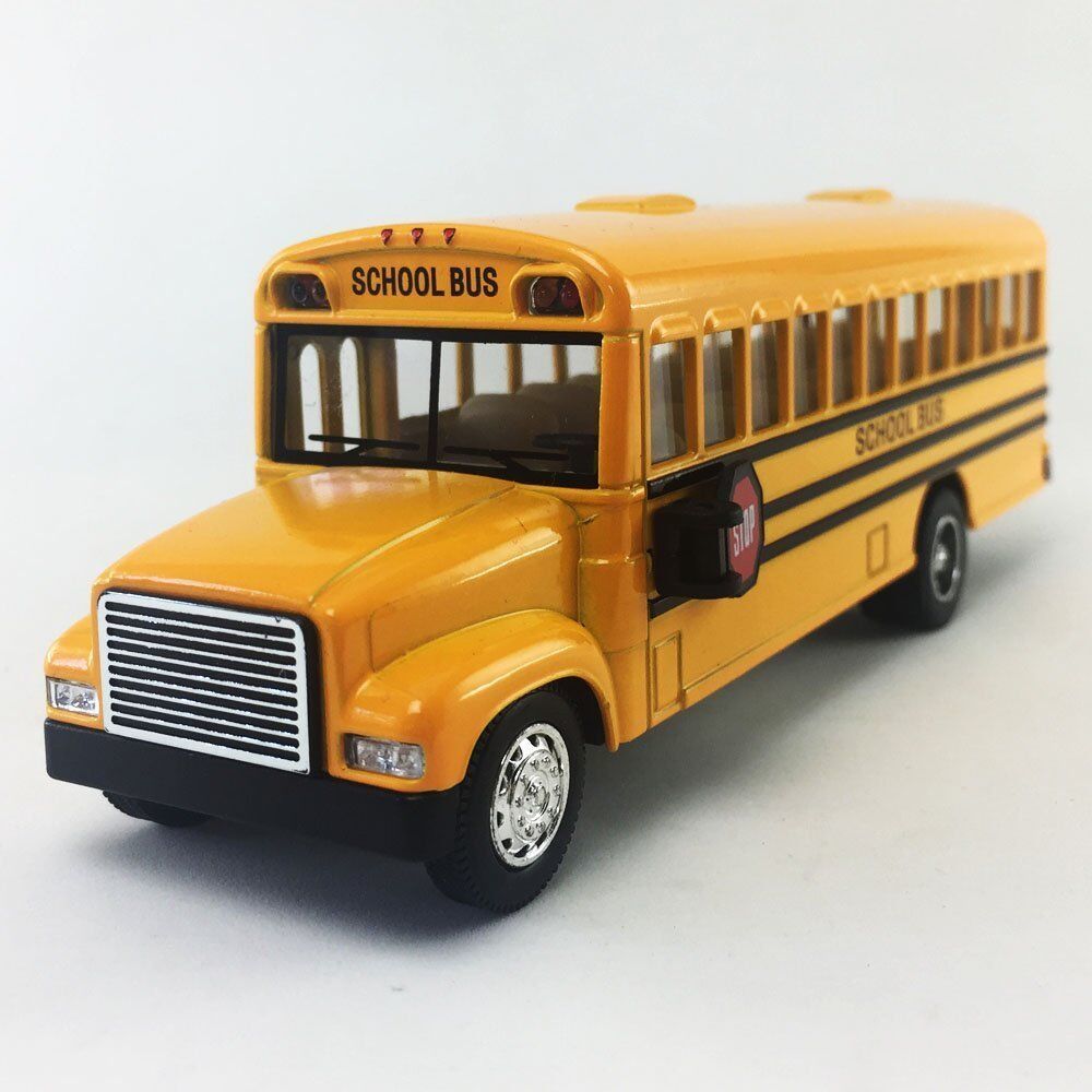 New 6" Inch Yellow School Bus Diecast Model Pull Back Action Openable Doors Gift