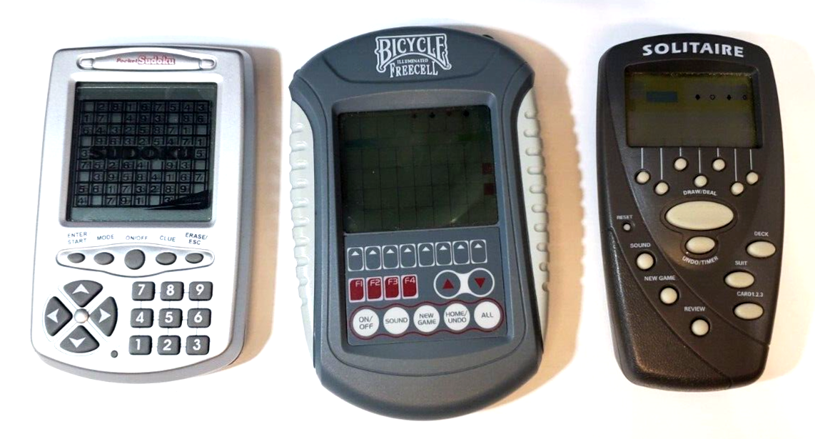 3 Handheld Electronic Games, Bicycle FreeCell, Pocket Sudoku and Solitaire - £19.73 GBP