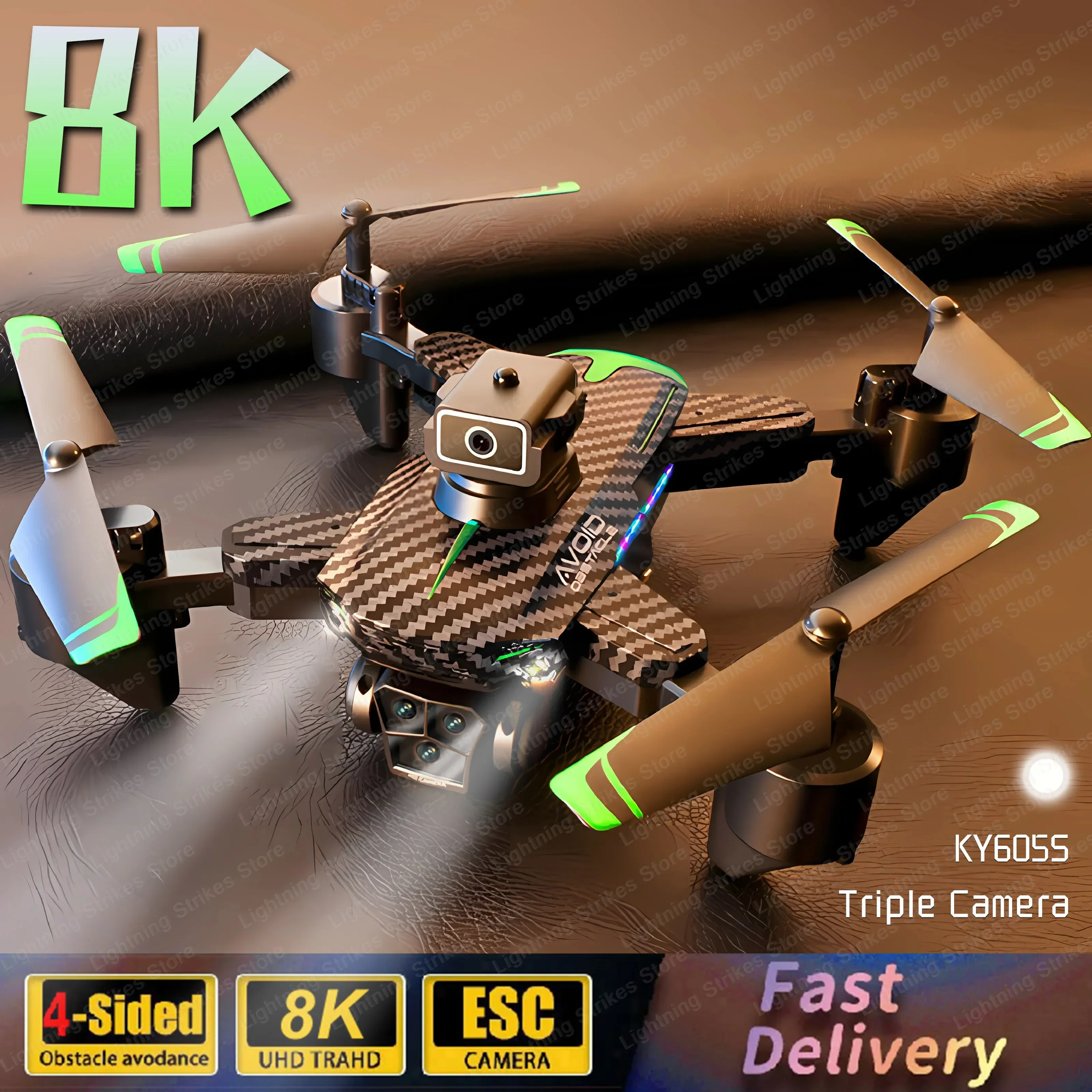 New KY605S RC Drone 8K Professinal With Three Camera Wide Angle Optical Fl - £40.40 GBP+