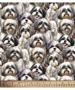 Cotton Shih Tzus Packed Dogs Puppies Multicolor Fabric Print by  Yard D7... - $293.93 MXN