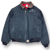 VTG 90s Carhartt J13 Black Duck Quilt Flannel Lined Santa Fe Jacket XL Work - £90.67 GBP